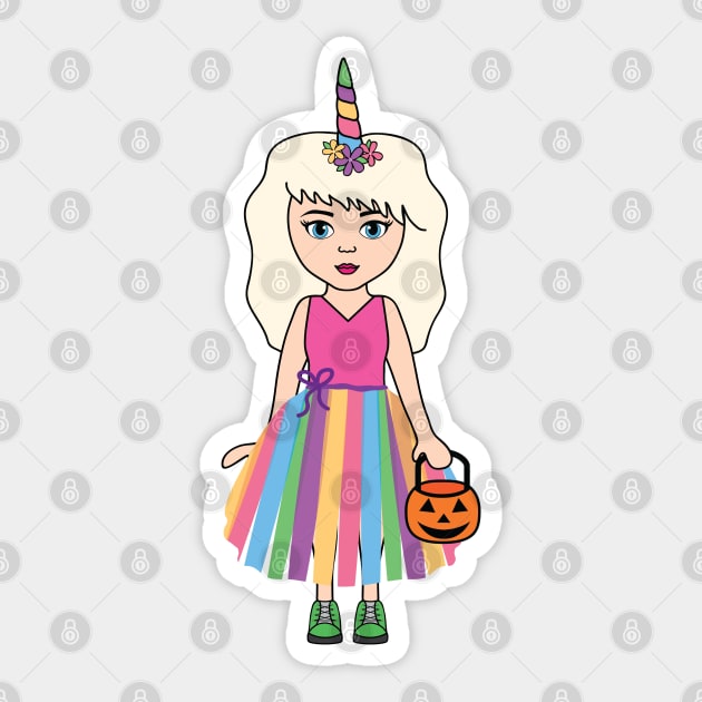 Unicorn Trick or Treat Halloween Girl 1 Sticker by PLLDesigns